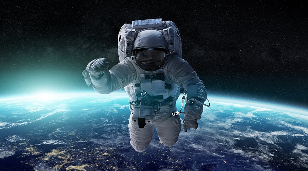 Astronaut floating in space 3D rendering elements of this image furnished by NASA